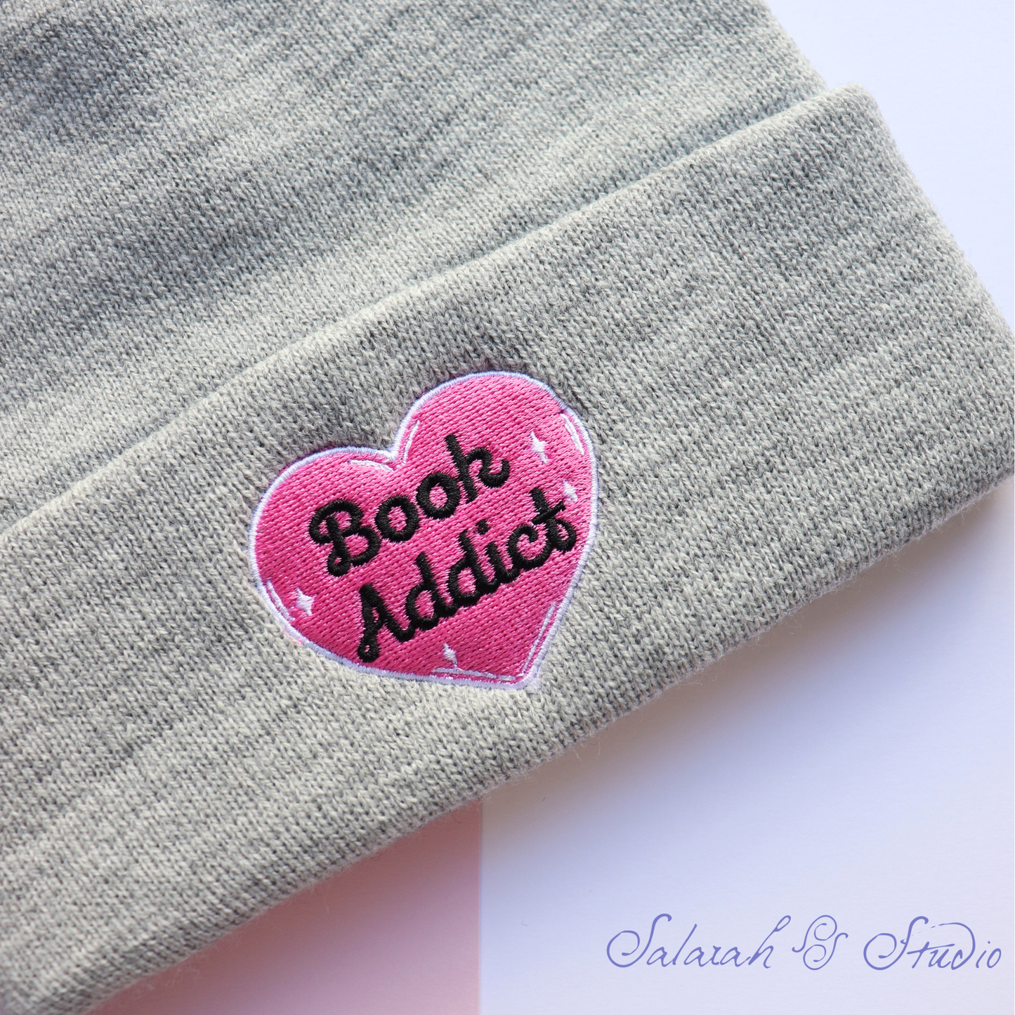 Book Addict Embroidered Beanie | Reader Gift | Black or Grey