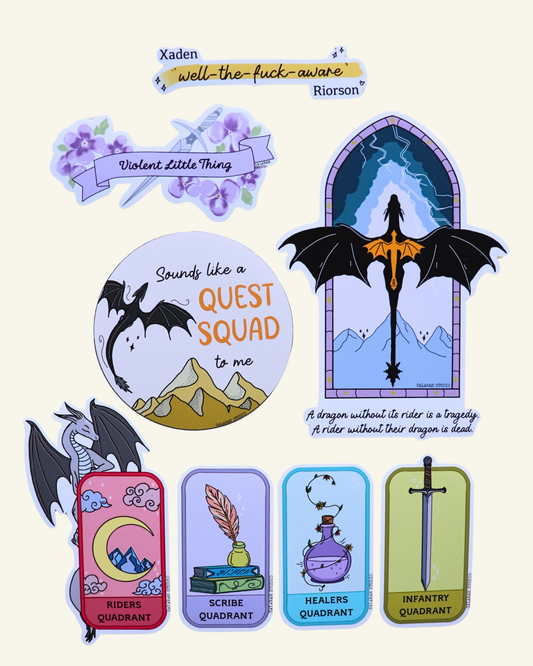 The Fourth Wing Sticker Pack (8pc) – Glossy or Matte Vinyl + Holographic