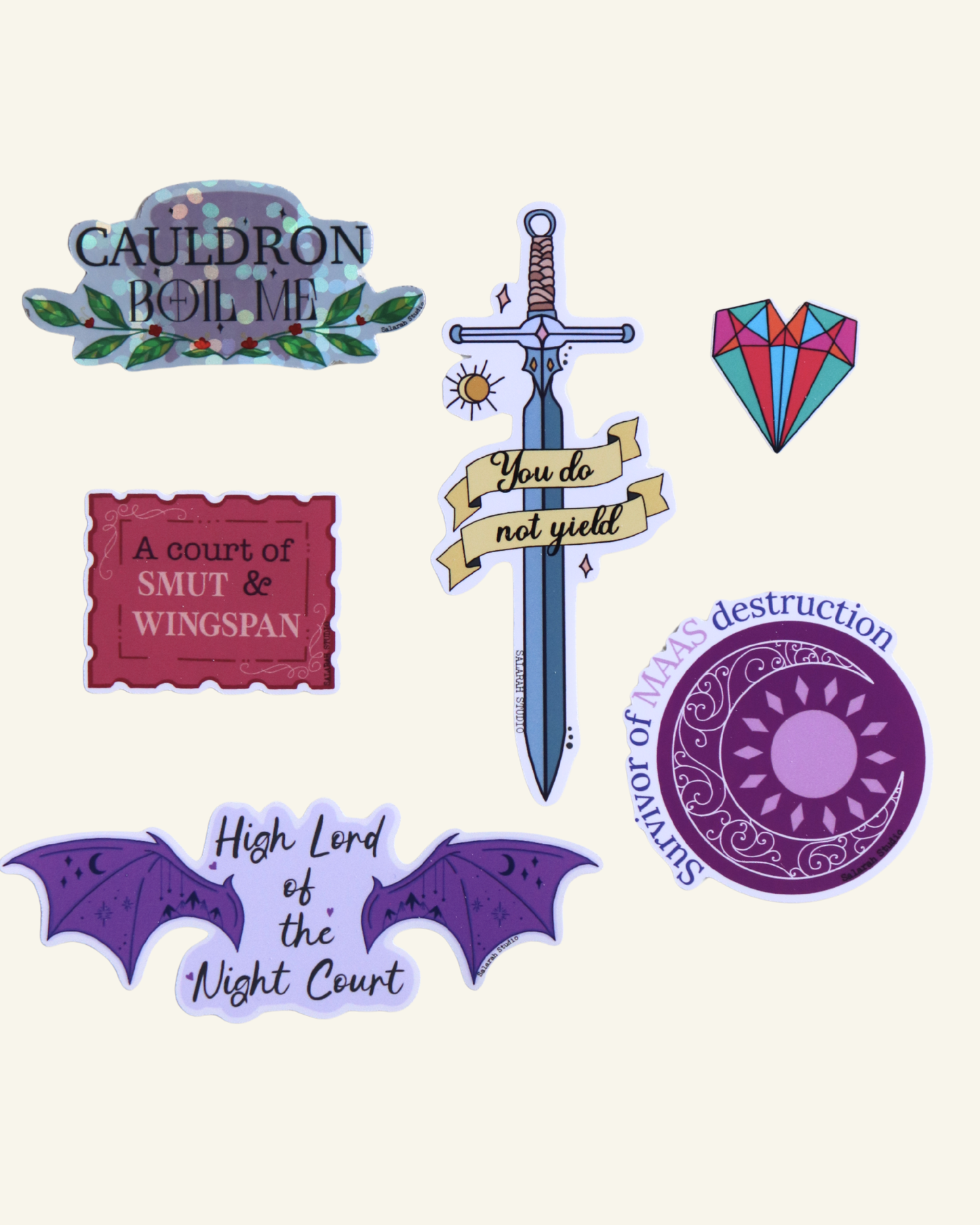 The ACOTAR Sticker Pack (6pc) – Glossy or Matte Vinyl + Holographic