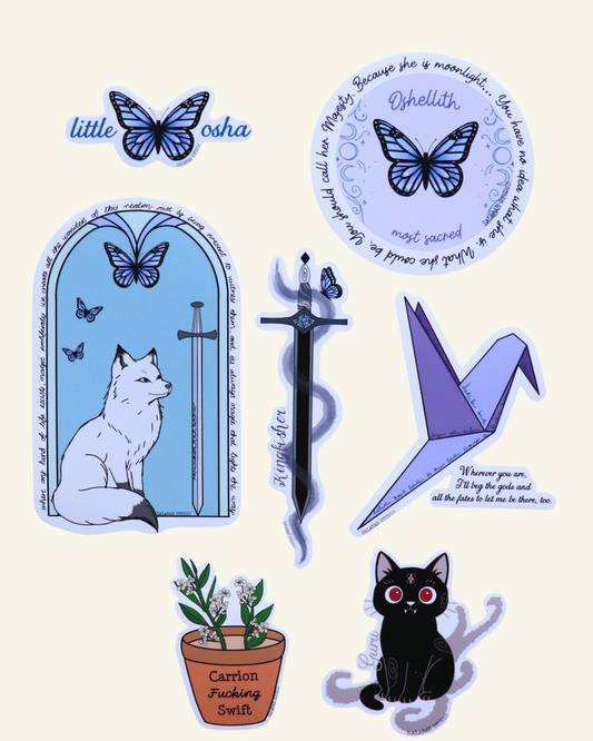 The Quicksilver & Brimstone Sticker Pack (7pc) – Fae & Alchemy Series | Glossy or Matte Vinyl + Holographic