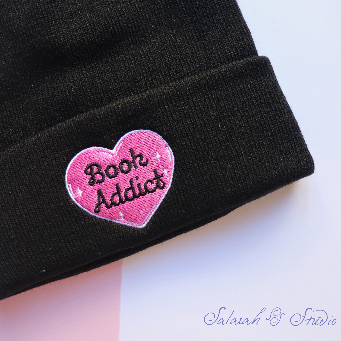 Book Addict Embroidered Beanie | Reader Gift | Black or Grey