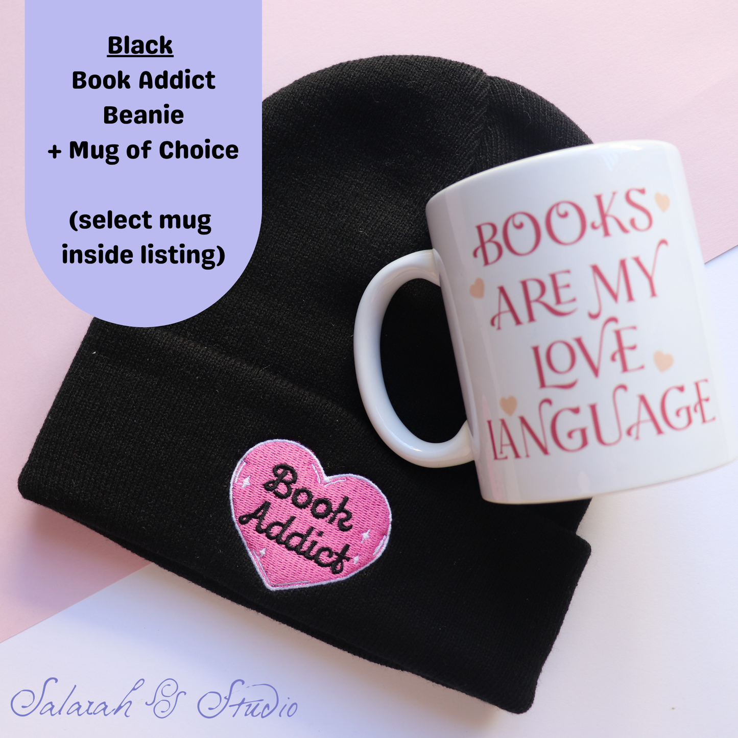 Bundle 5 | Book Addict Embroidered Beanie (Black) + Choice of Mug | Launch Special