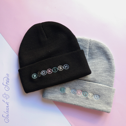 BOOKISH Embroidered Beanie | Book Lover Gift | Black or Grey