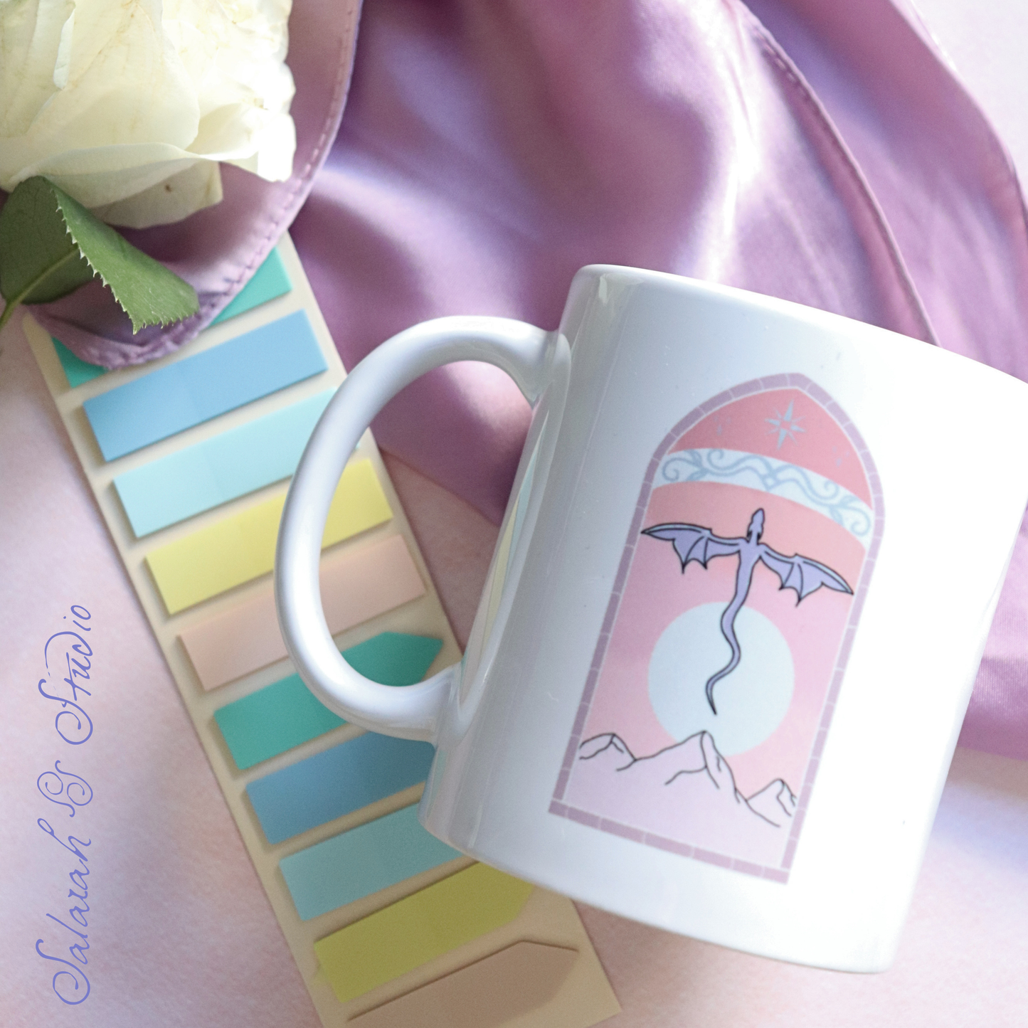 Celestial Dragon Mug | Moon and Stars Fantasy Mug | Bookish Gift | Double Sided Print