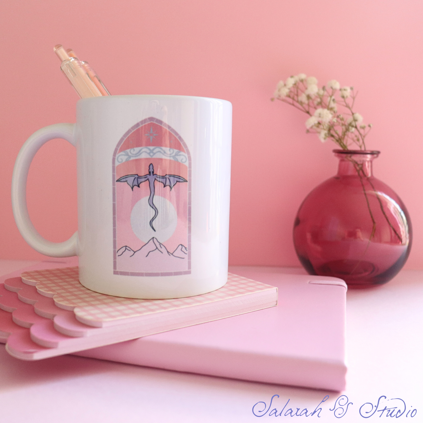 Celestial Dragon Mug | Moon and Stars Fantasy Mug | Bookish Gift | Double Sided Print