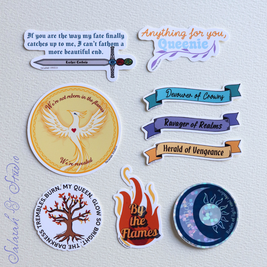 The Everflame Series (Kindred Curse Saga) Sticker Pack (9pc) – Glossy, Matte & Holographic Vinyl