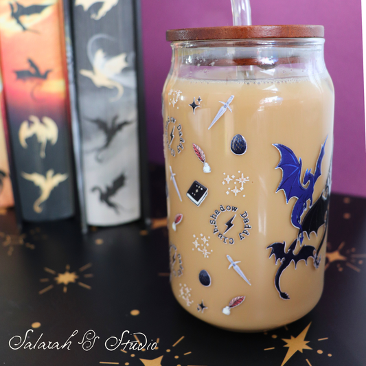 Fourth Wing - Glass Tumbler with Straw (500ml)