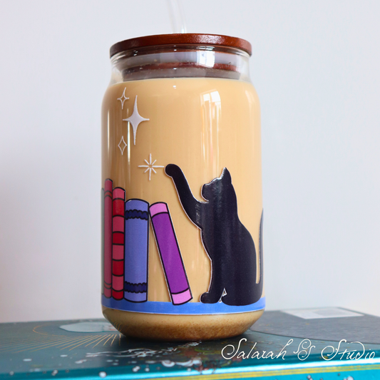 Pawsitively Booked - Glass Tumbler with Straw (500ml)