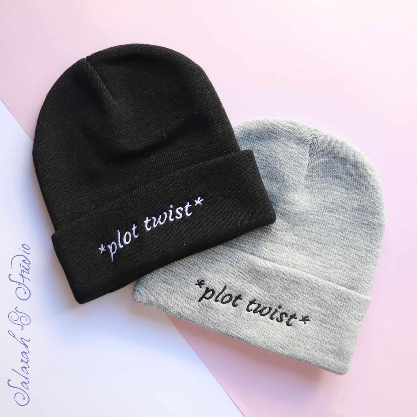 Plot Twist Embroidered Beanie | Funny Book Lover Gift | Black or Grey