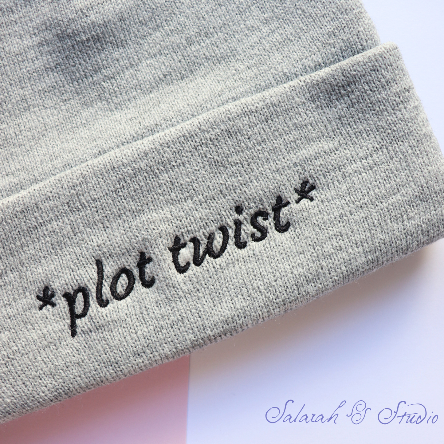 Plot Twist Embroidered Beanie | Funny Book Lover Gift | Black or Grey