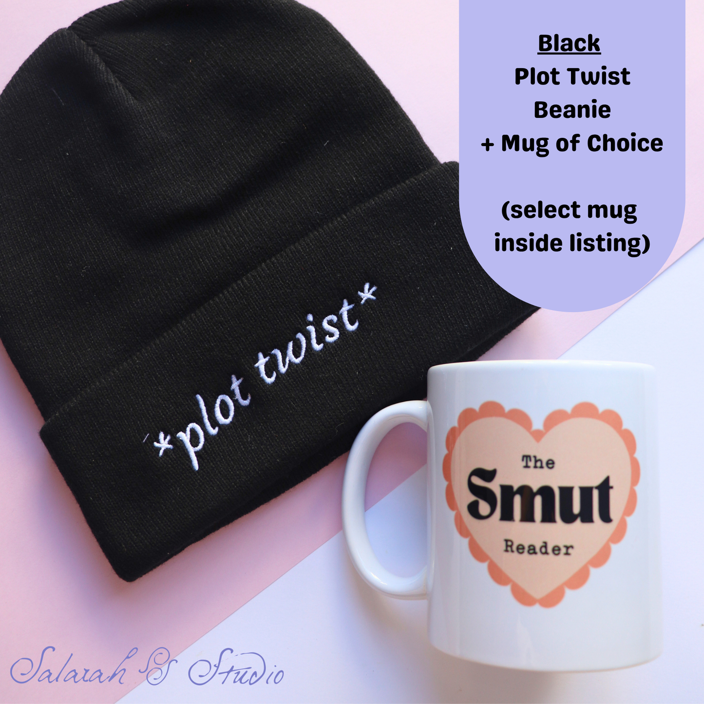 Bundle 3 | Plot Twist Embroidered Beanie (Black) + Choice of Mug | Launch Special