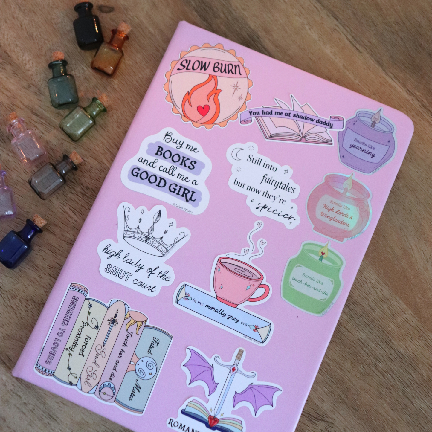 The Romantasy Reader Sticker Pack (11pc) – Glossy or Matte Vinyl + Holographic