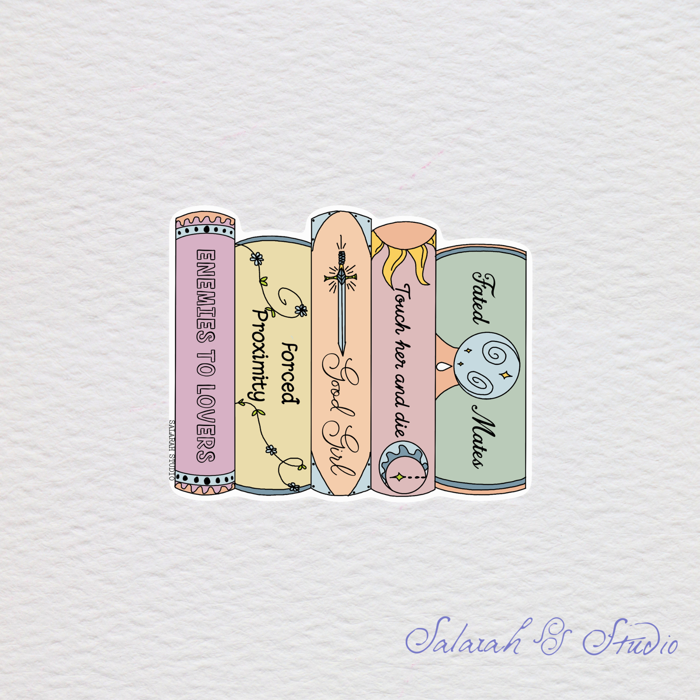 Romantasy Tropes Book Stack - Romantasy Sticker