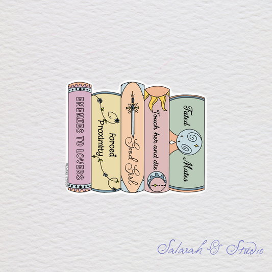 Romantasy Tropes Book Stack - Romantasy Sticker