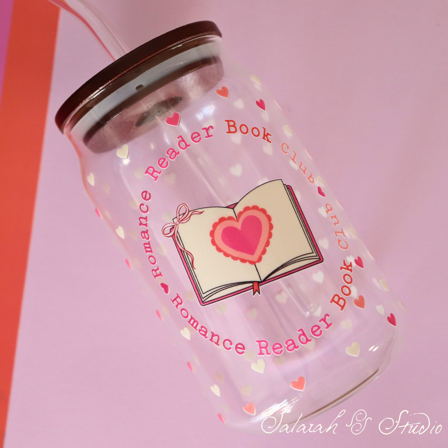Romance Reader Book Club - Glass Tumbler with Straw (500ml)