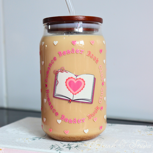 Romance Reader Book Club - Glass Tumbler with Straw (500ml)