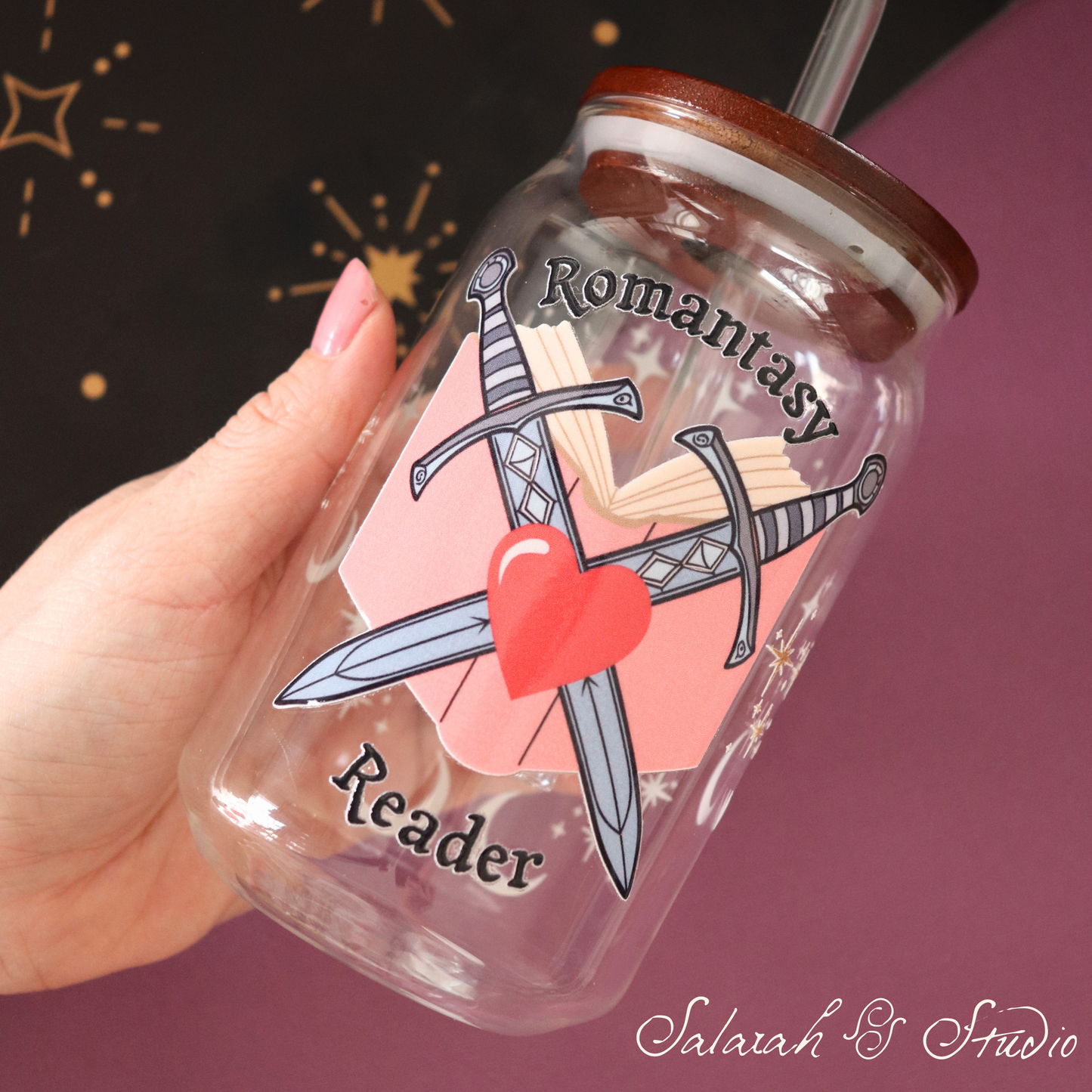 Romantasy Reader - Glass Tumbler with Straw (500ml)